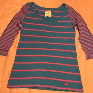 Hollister pink & blue shirt